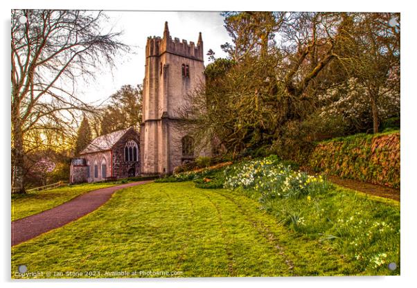 Springtime at Cockington Church  Acrylic by Ian Stone