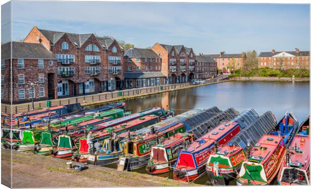 Narrow boats at the Ellesmere Port Easter boat gathering Canvas Print by Jason Wells
