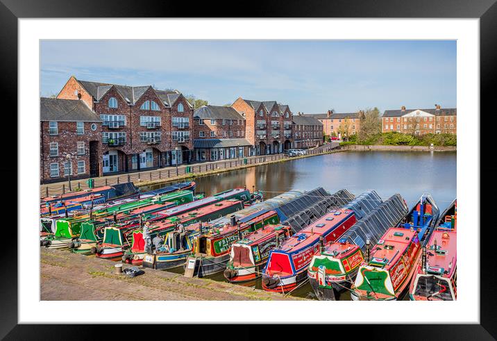 Narrow boats at the Ellesmere Port Easter boat gathering Framed Mounted Print by Jason Wells