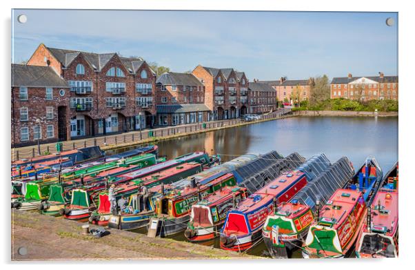 Narrow boats at the Ellesmere Port Easter boat gathering Acrylic by Jason Wells