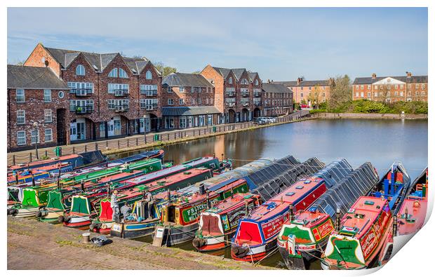 Narrow boats at the Ellesmere Port Easter boat gathering Print by Jason Wells