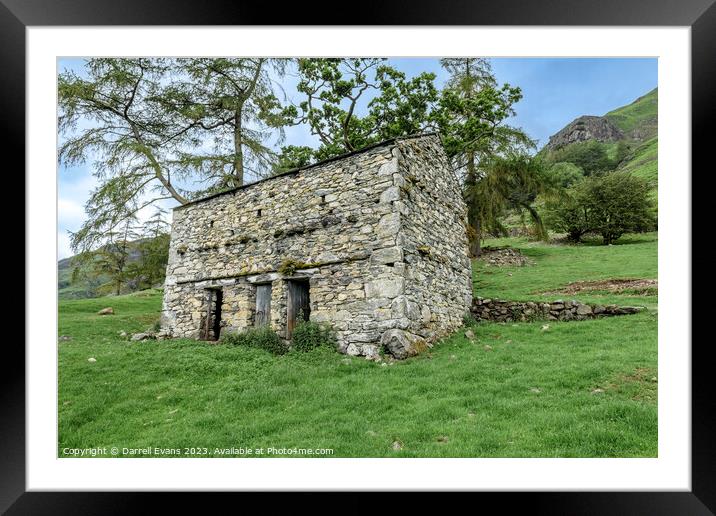 Langdale Barn ona Hill Framed Mounted Print by Darrell Evans
