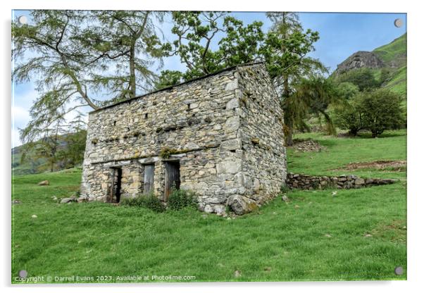 Langdale Barn ona Hill Acrylic by Darrell Evans