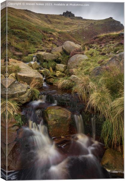 Majestic Crowden Clough Waterfall Canvas Print by Steven Nokes
