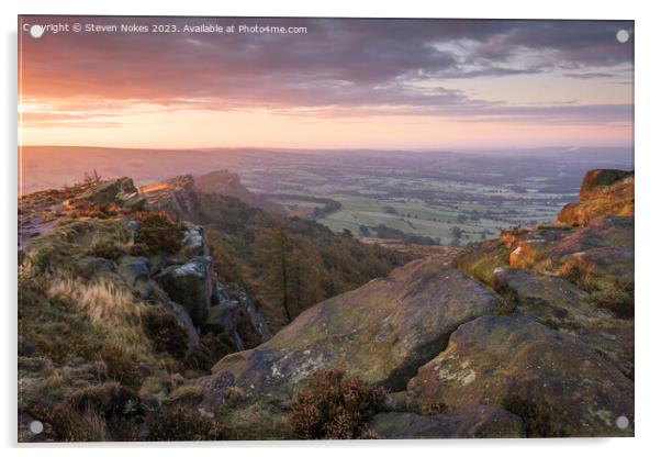 Golden Sunrise over the Roaches Acrylic by Steven Nokes