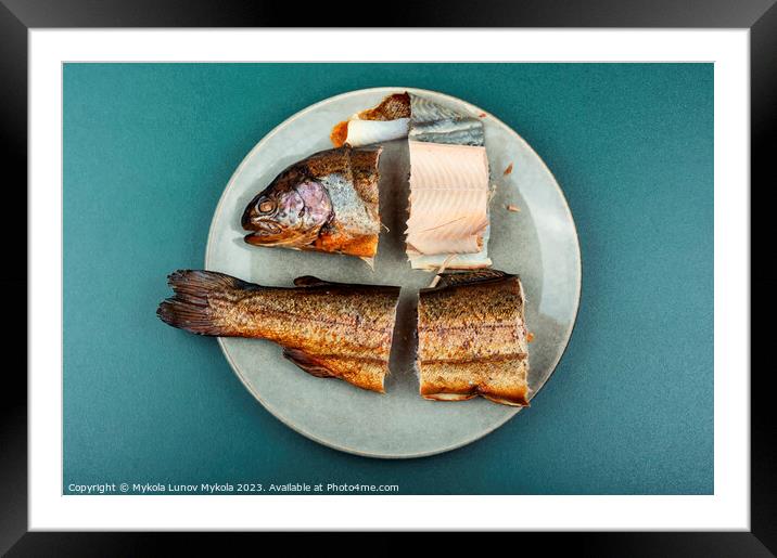 Salmon hot smoked Framed Mounted Print by Mykola Lunov Mykola