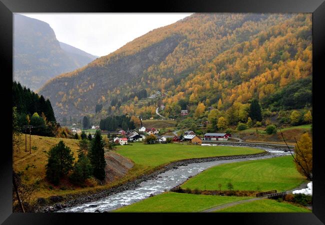 Flamsdalen Valley Flam Norway Scandinavia Framed Print by Andy Evans Photos