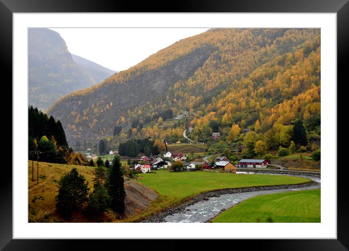 Flamsdalen Flam Valley Norway Scandinavia  Framed Mounted Print by Andy Evans Photos