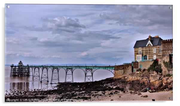 Majestic Clevedon Pier Acrylic by Les Schofield