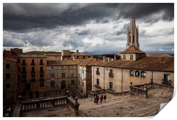 Old Town of Girona Print by Artur Bogacki