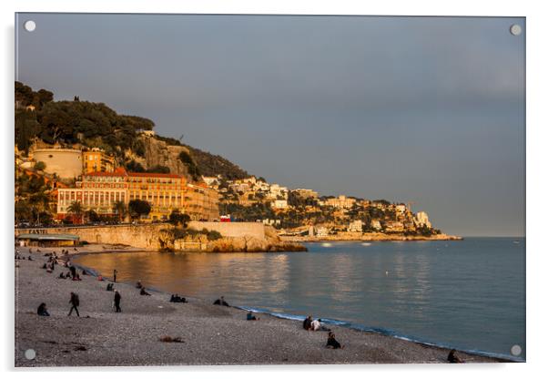 City of Nice in France at Sunset Acrylic by Artur Bogacki