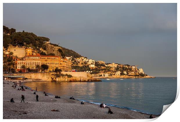 City of Nice in France at Sunset Print by Artur Bogacki
