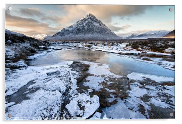 Buachaille Etive Mor  in Winter Acrylic by Peter Paterson