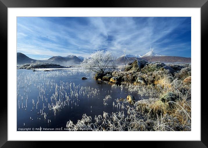 Hoar Frost on Lochan Nah Achlaise Framed Mounted Print by Peter Paterson