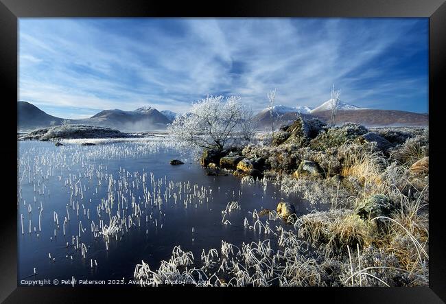 Hoar Frost on Lochan Nah Achlaise Framed Print by Peter Paterson