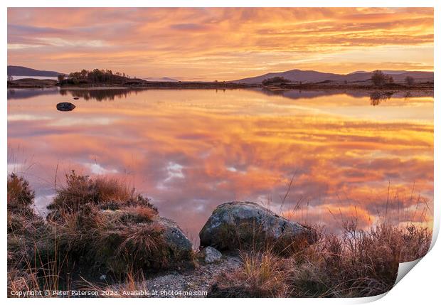 Sunrise over Loch Ba 2 Print by Peter Paterson
