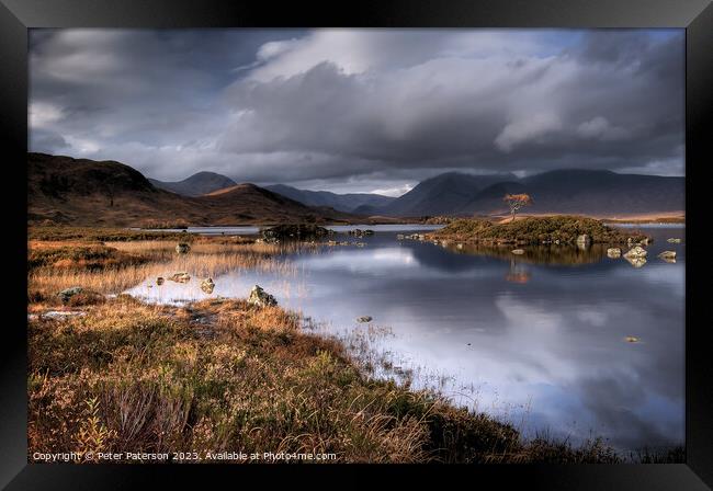 Lochan Nah Achlaise in ASutumn Framed Print by Peter Paterson