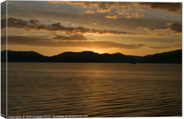 Golden Sunset over Argyll Canvas Print by RJW Images