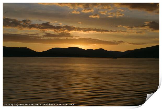 Golden Sunset over Argyll Print by RJW Images