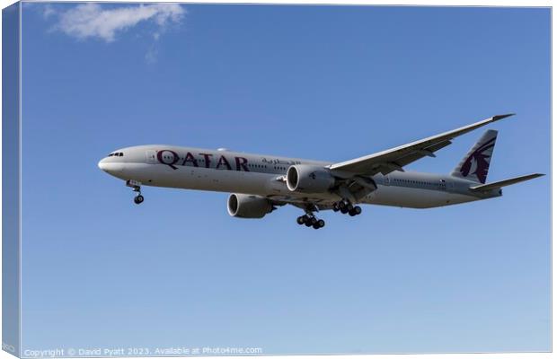 Qatar Airways Boeing Boeing 777 Canvas Print by David Pyatt