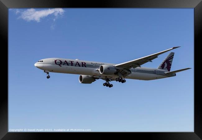 Qatar Airways Boeing Boeing 777 Framed Print by David Pyatt