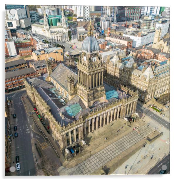 Leeds Town Hall From Above Acrylic by Apollo Aerial Photography
