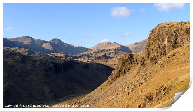 Scafell Pike from Hardknott Pass Print by Darrell Evans
