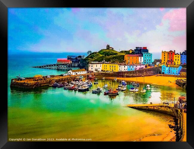 Vibrant Tenby Harbour Framed Print by Ian Donaldson