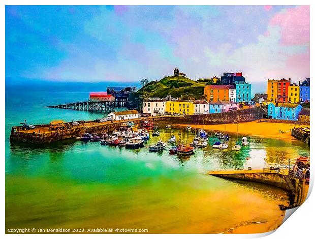 Vibrant Tenby Harbour Print by Ian Donaldson