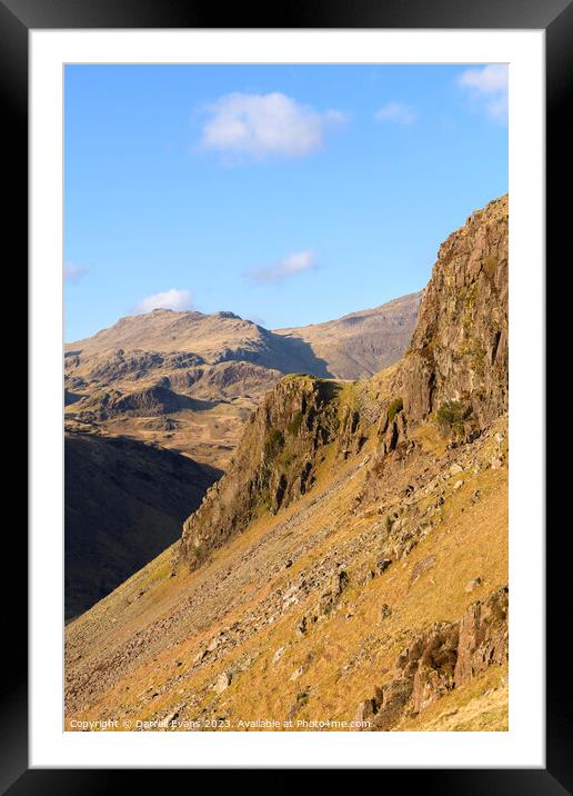 Hardknott towards Scafell Framed Mounted Print by Darrell Evans
