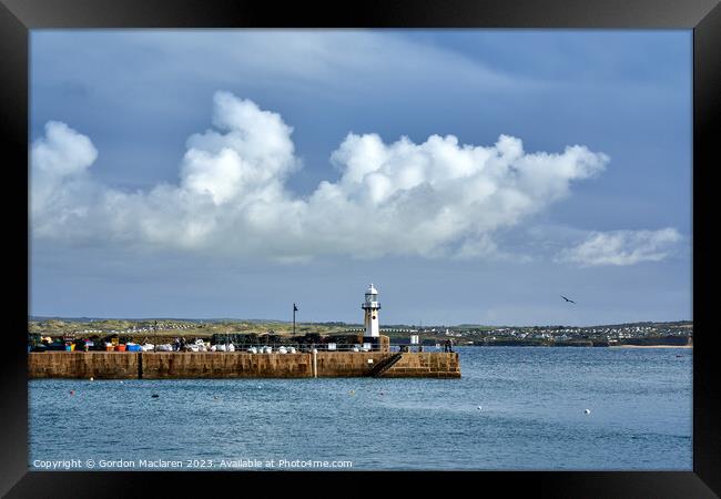 Smeaton's Pier Lighthouse, St. Ives, Cornwall Framed Print by Gordon Maclaren