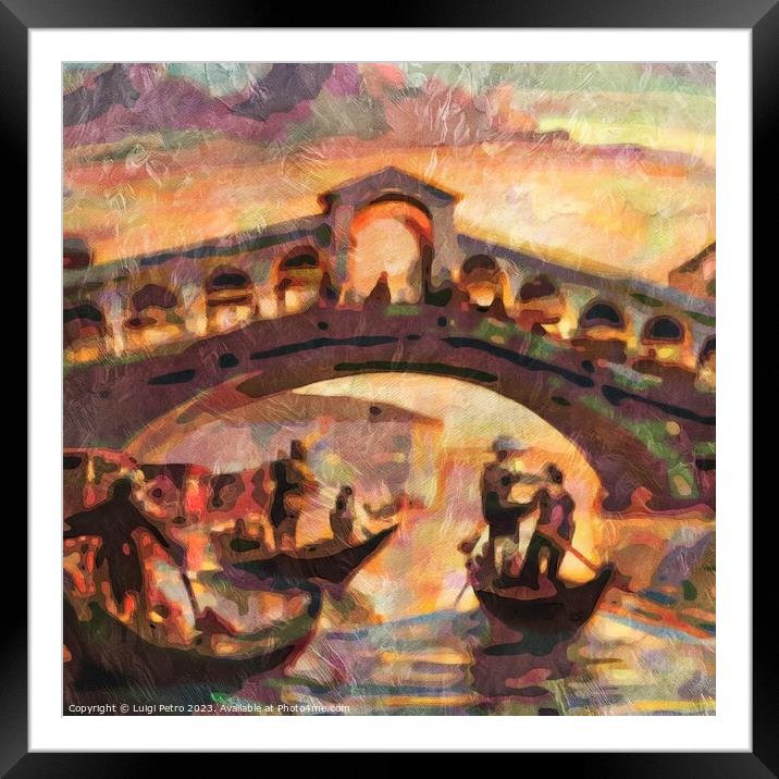Majestic Sunset over Iconic Rialto Bridge Framed Mounted Print by Luigi Petro