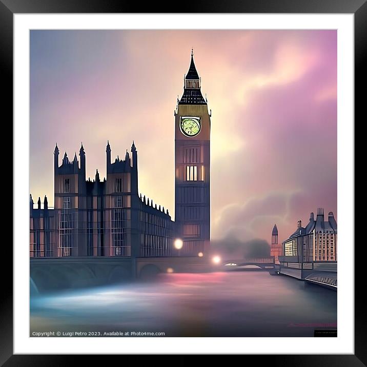 Majestic Big Ben Clock Tower Framed Mounted Print by Luigi Petro