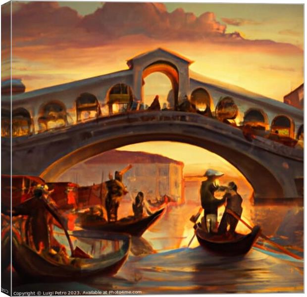 Iconic Rialto Bridge at Sunset Canvas Print by Luigi Petro