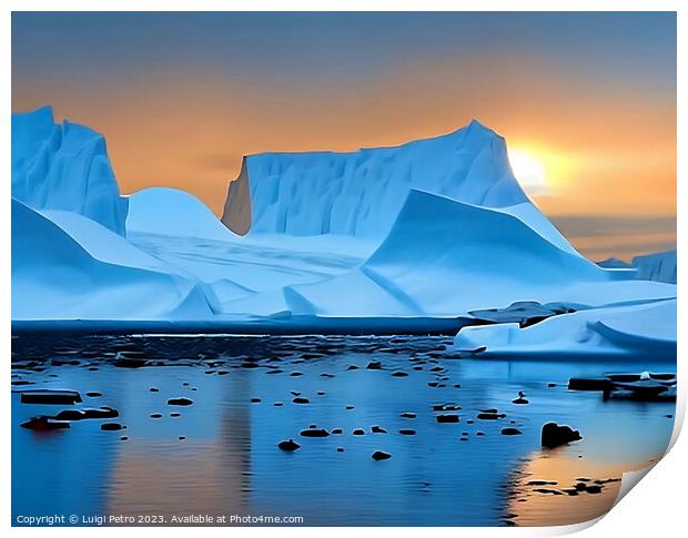 Majestic Icebergs of Antarctica Print by Luigi Petro