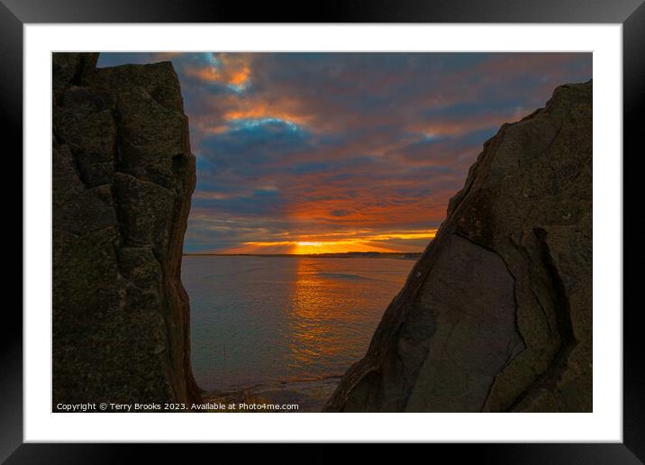Sunset over Bury Port South Wales Framed Mounted Print by Terry Brooks