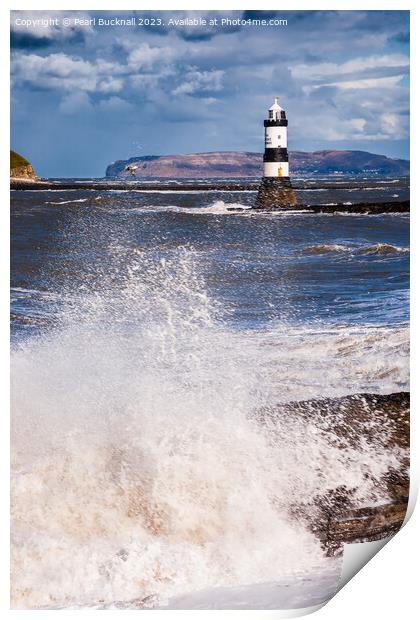 Rough Seas at Penmon Anglesey Coast Print by Pearl Bucknall