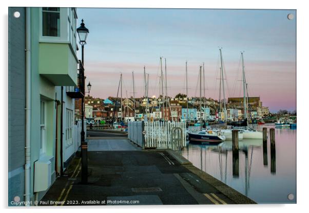 Weymouth Harbour at Moonset Acrylic by Paul Brewer