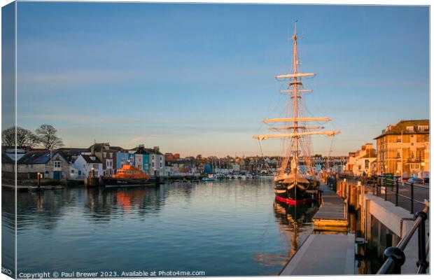 TS Royalist in Weymouth Harbour Canvas Print by Paul Brewer