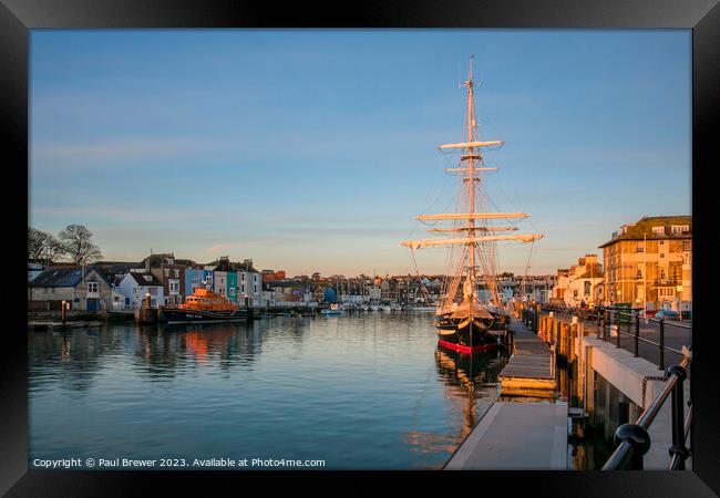 TS Royalist in Weymouth Harbour Framed Print by Paul Brewer