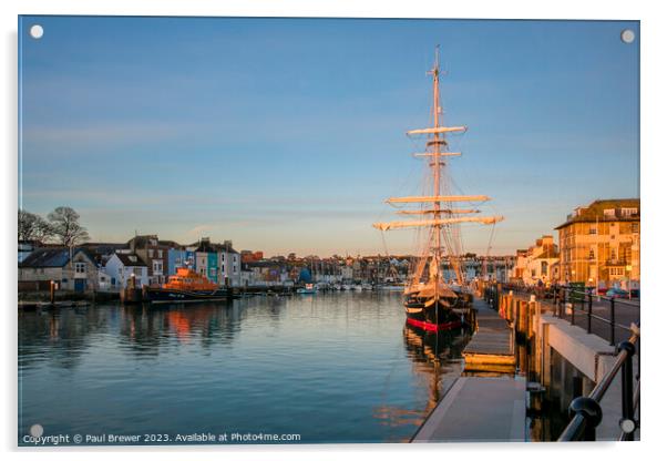 TS Royalist in Weymouth Harbour Acrylic by Paul Brewer