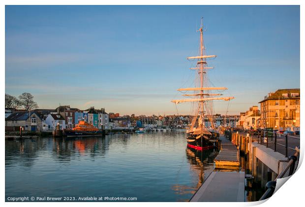 TS Royalist in Weymouth Harbour Print by Paul Brewer
