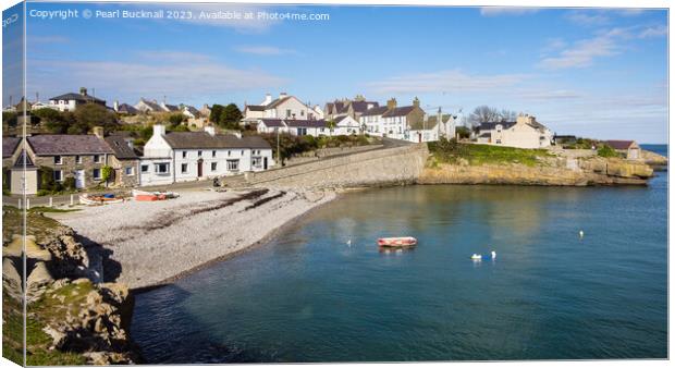 Moelfre Beach Anglesey Panoramic  Canvas Print by Pearl Bucknall