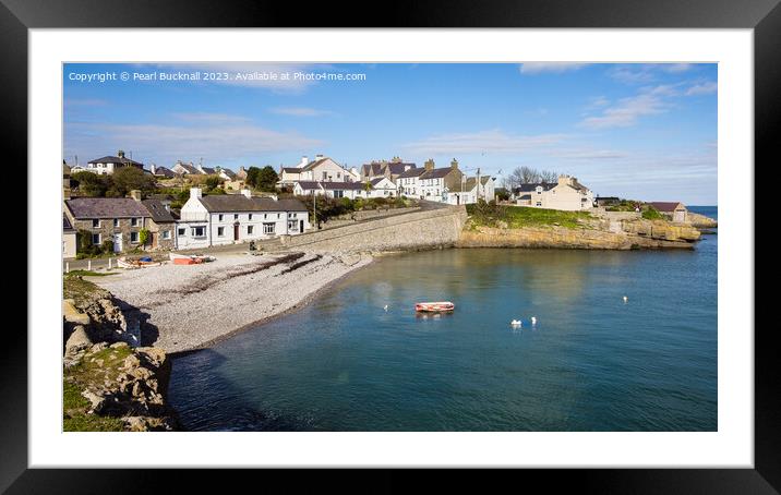 Moelfre Beach Anglesey Panoramic  Framed Mounted Print by Pearl Bucknall