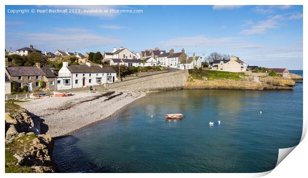 Moelfre Beach Anglesey Panoramic  Print by Pearl Bucknall