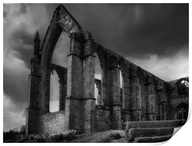 Bolton Abbey under a Stormy Sky Print by Glen Allen