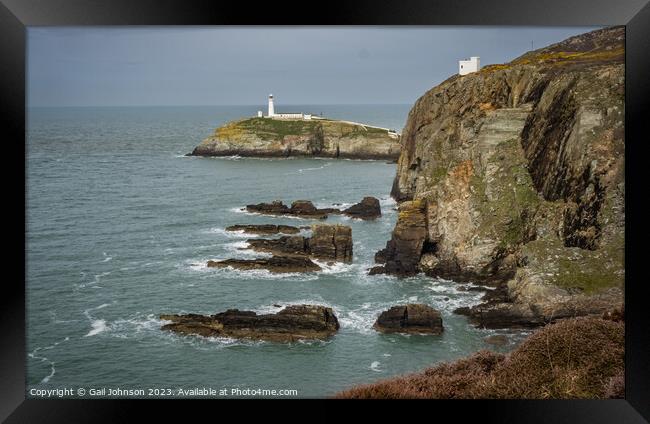 South Stack Lighthouse isle of Anglesey North Wales Framed Print by Gail Johnson
