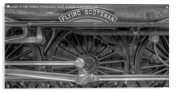 The Return Of The Flying Scotsman 3 BW Acrylic by Colin Williams Photography