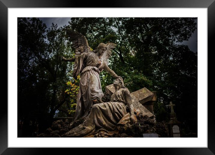 Jesus Christ And Angel Sculpture Framed Mounted Print by Artur Bogacki