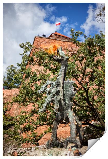Wawel Dragon Breathing Fire In Krakow Print by Artur Bogacki